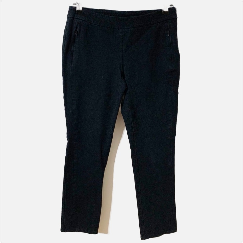 Chico’s Size 2 So Slimming Regular Stretch Denim Twill Pants Front Zip Pockets